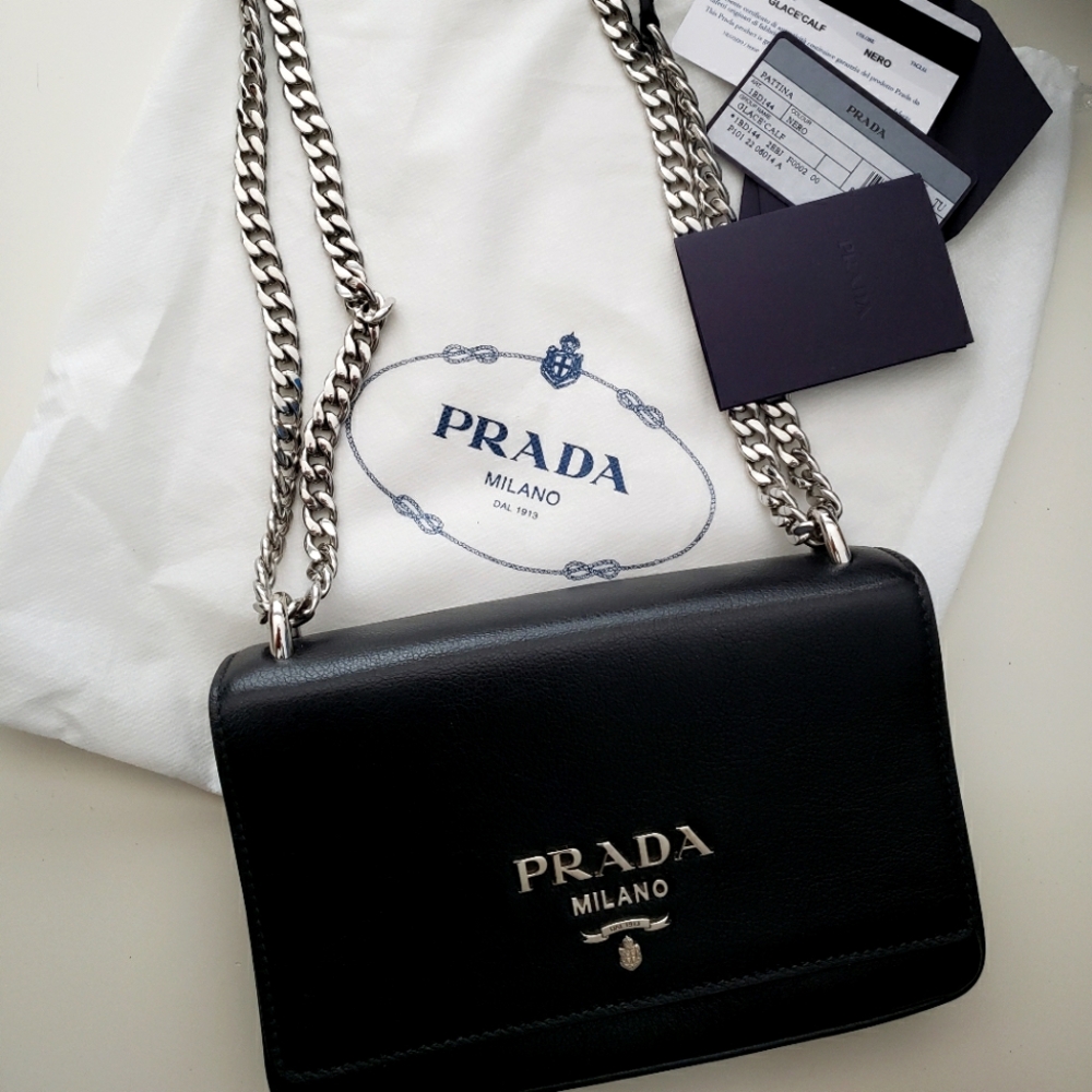 Prada Black Smooth Leather cross body bag